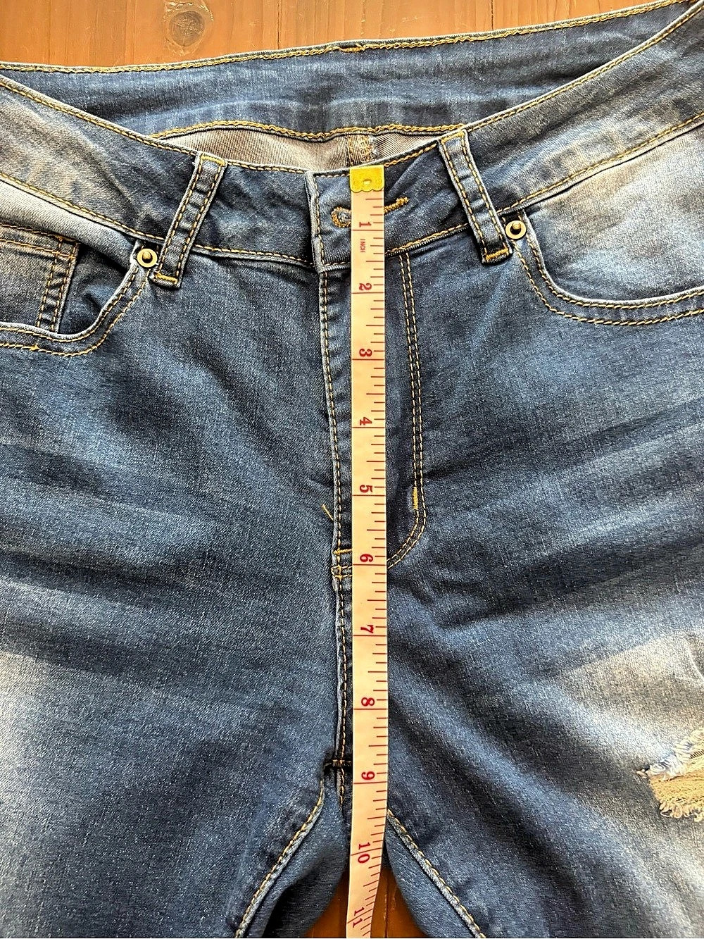 Unbranded Distressed Skinny Jeans Medium Wash Cuffed Size S - Picture 6 of 8